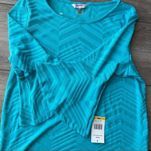 NWT TanJay Aqua Watercolour Bell Sleeve Top - Picture 13 of 16